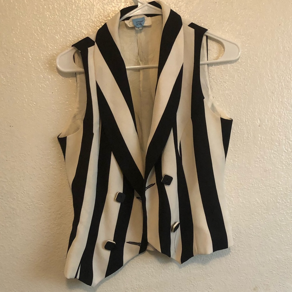 Black and white striped vest
